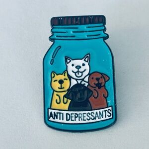 Antidepressants Dog enamel pin, NWT